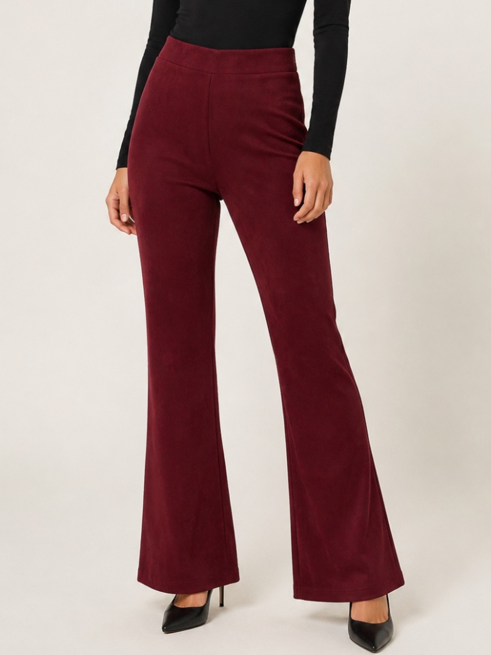 NWT Ellen Tracy Soft Faux Suede Bootcut Pants Burgundy Women’s M